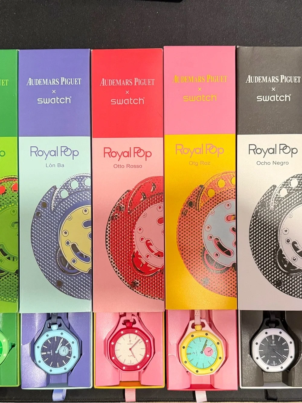 Swatch x AP Royal Pop Pink, Blue, Green, Yellow, Black